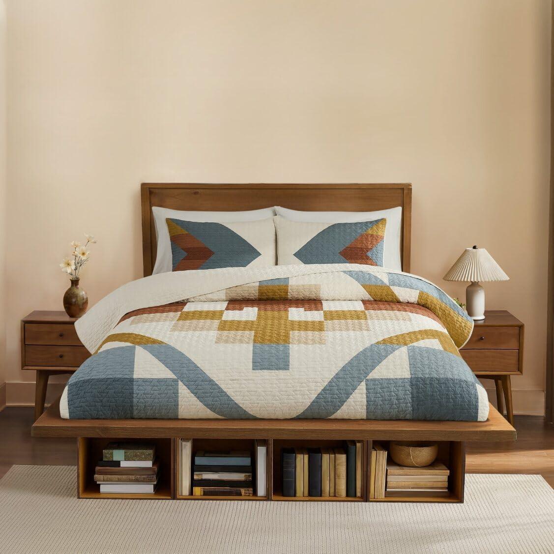 image:imagePendleton 100 Cotton Quilt Set Lightweight Breathable Bedspread with Matching Shams Soft Hypoallergenic Quilted Bedding for All Seasons Twin Queen King King Bridge Creek BlueKing