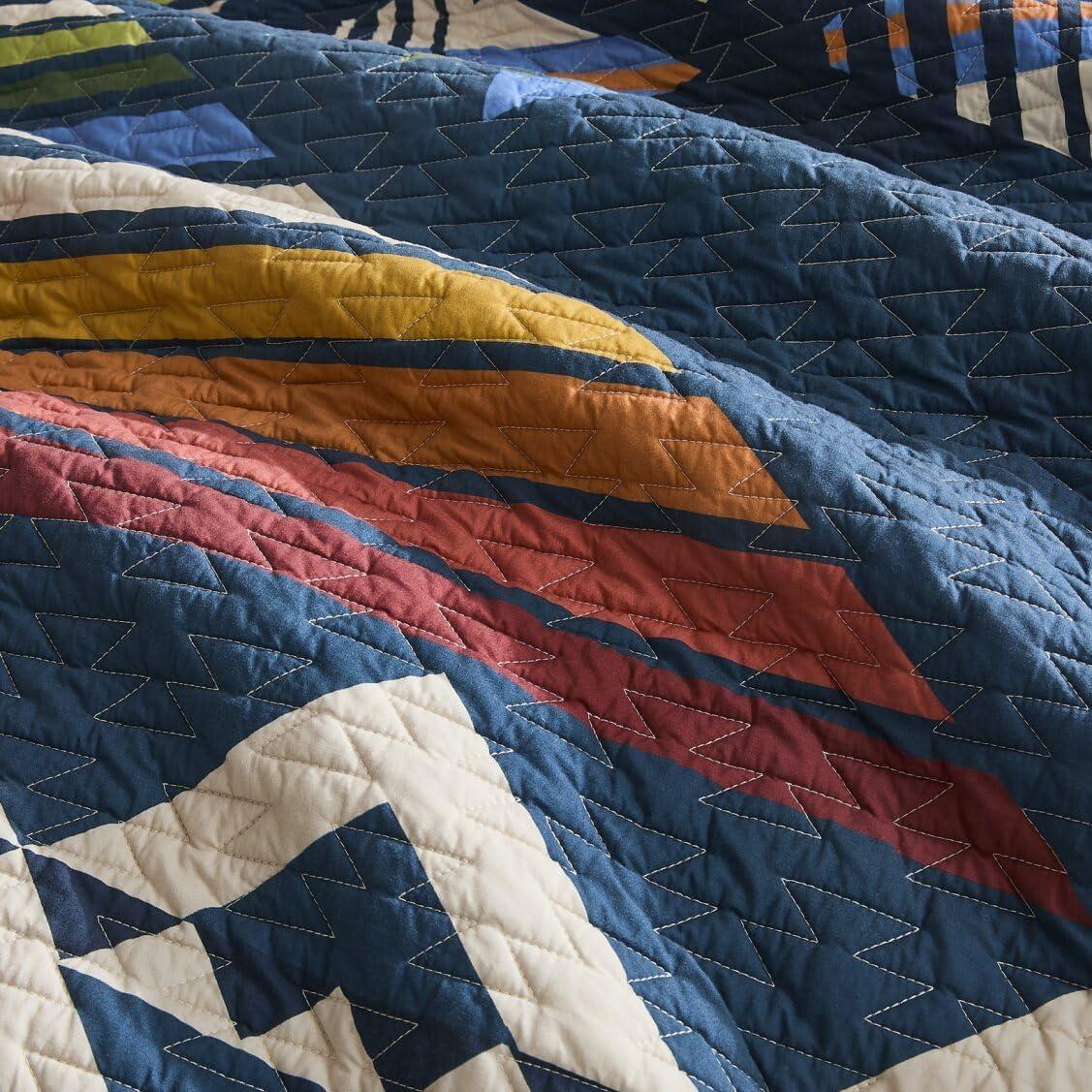 image:imagePendleton 100 Cotton Quilt Set Lightweight Breathable Bedspread with Matching Shams Soft Hypoallergenic Quilted Bedding for All Seasons Twin Queen King King Bridge Creek BlueKing
