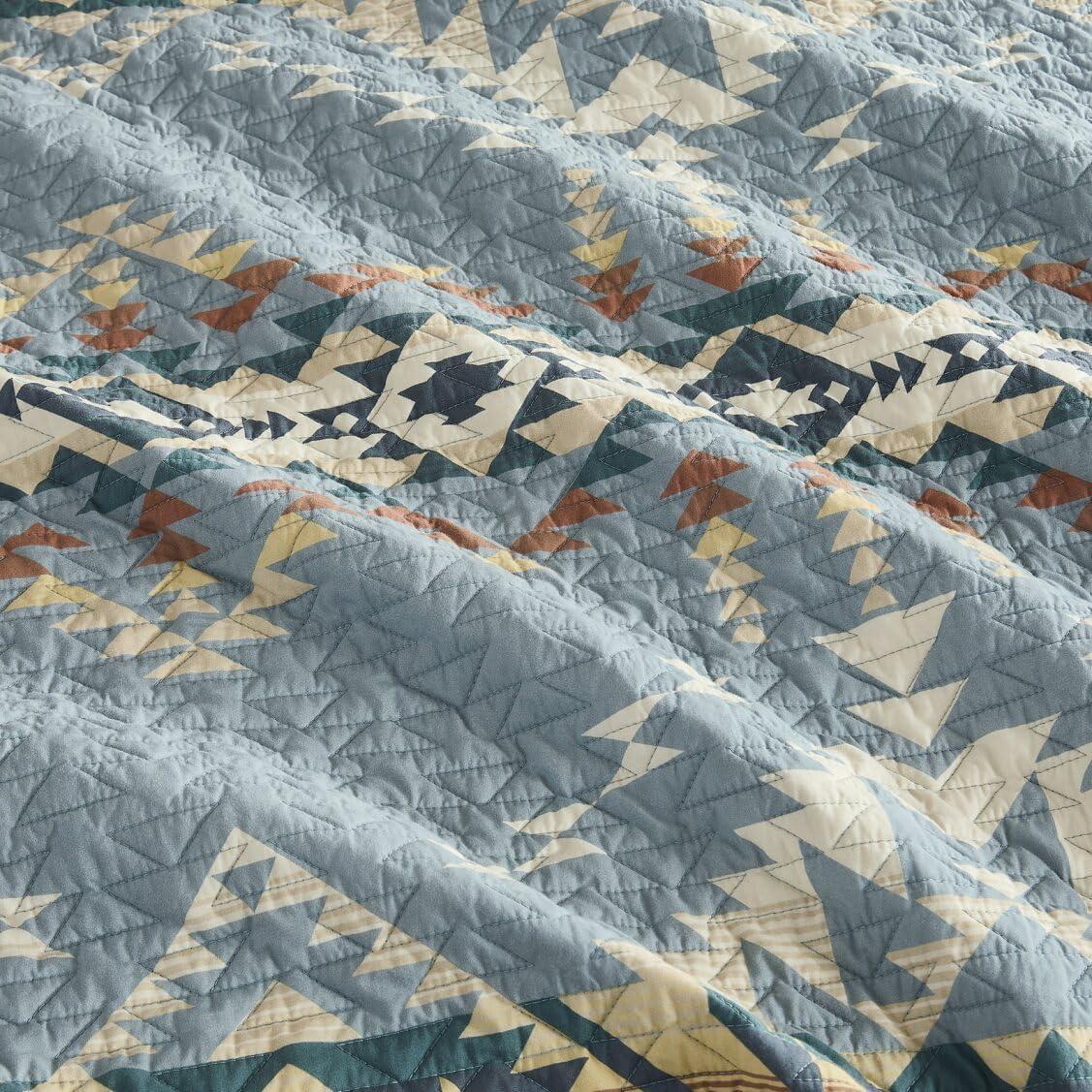 image:imagePendleton 100 Cotton Quilt Set Lightweight Breathable Bedspread with Matching Shams Soft Hypoallergenic Quilted Bedding for All Seasons Twin Queen King King Bridge Creek BlueKing