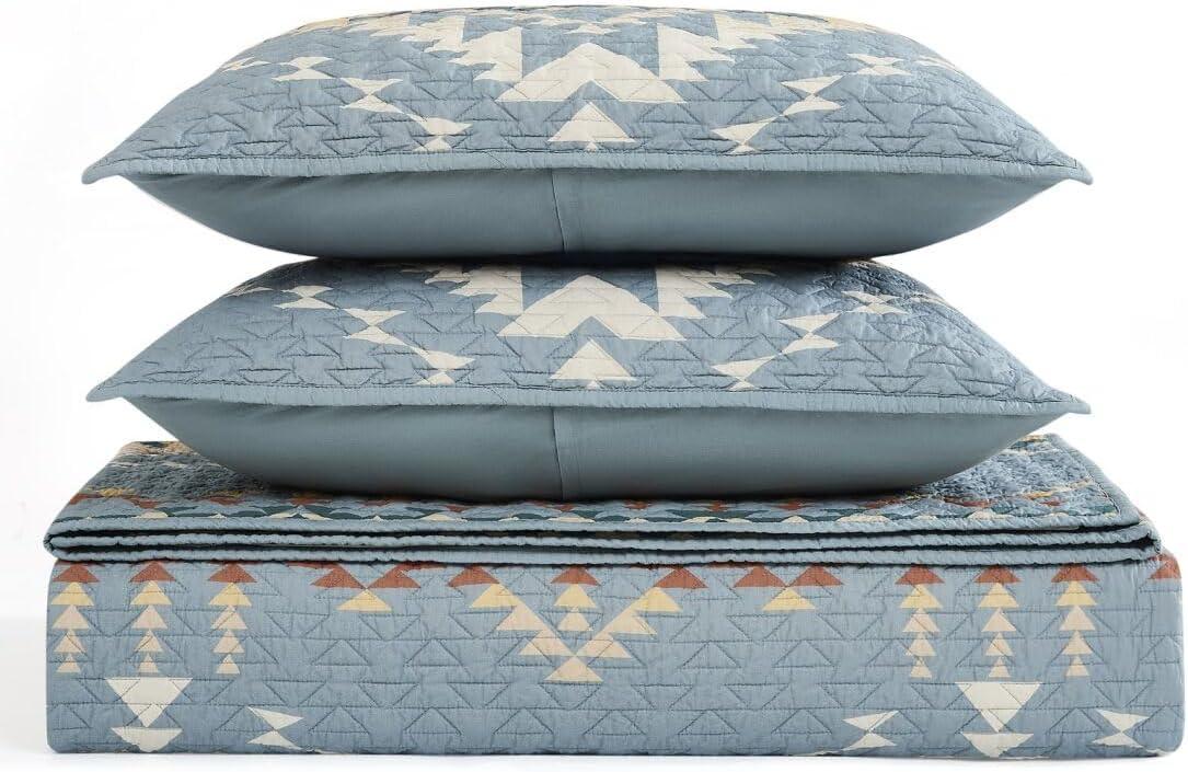image:imagePendleton 100 Cotton Quilt Set Lightweight Breathable Bedspread with Matching Shams Soft Hypoallergenic Quilted Bedding for All Seasons Twin Queen King King Bridge Creek BlueKing