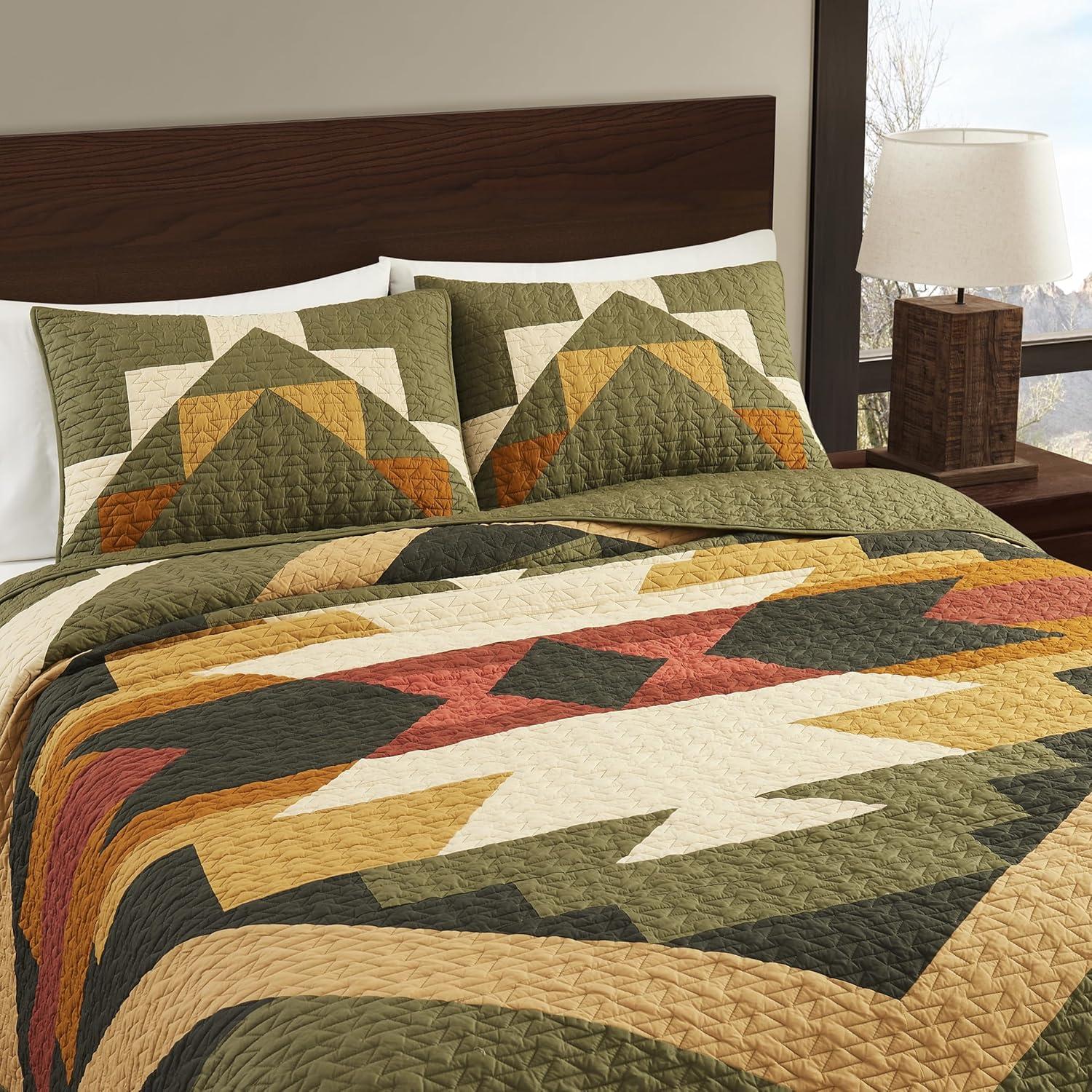 image:imagePendleton 100 Cotton Quilt Set Lightweight Breathable Bedspread with Matching Shams Soft Hypoallergenic Quilted Bedding for All Seasons Twin Queen King King Bridge Creek BlueKing