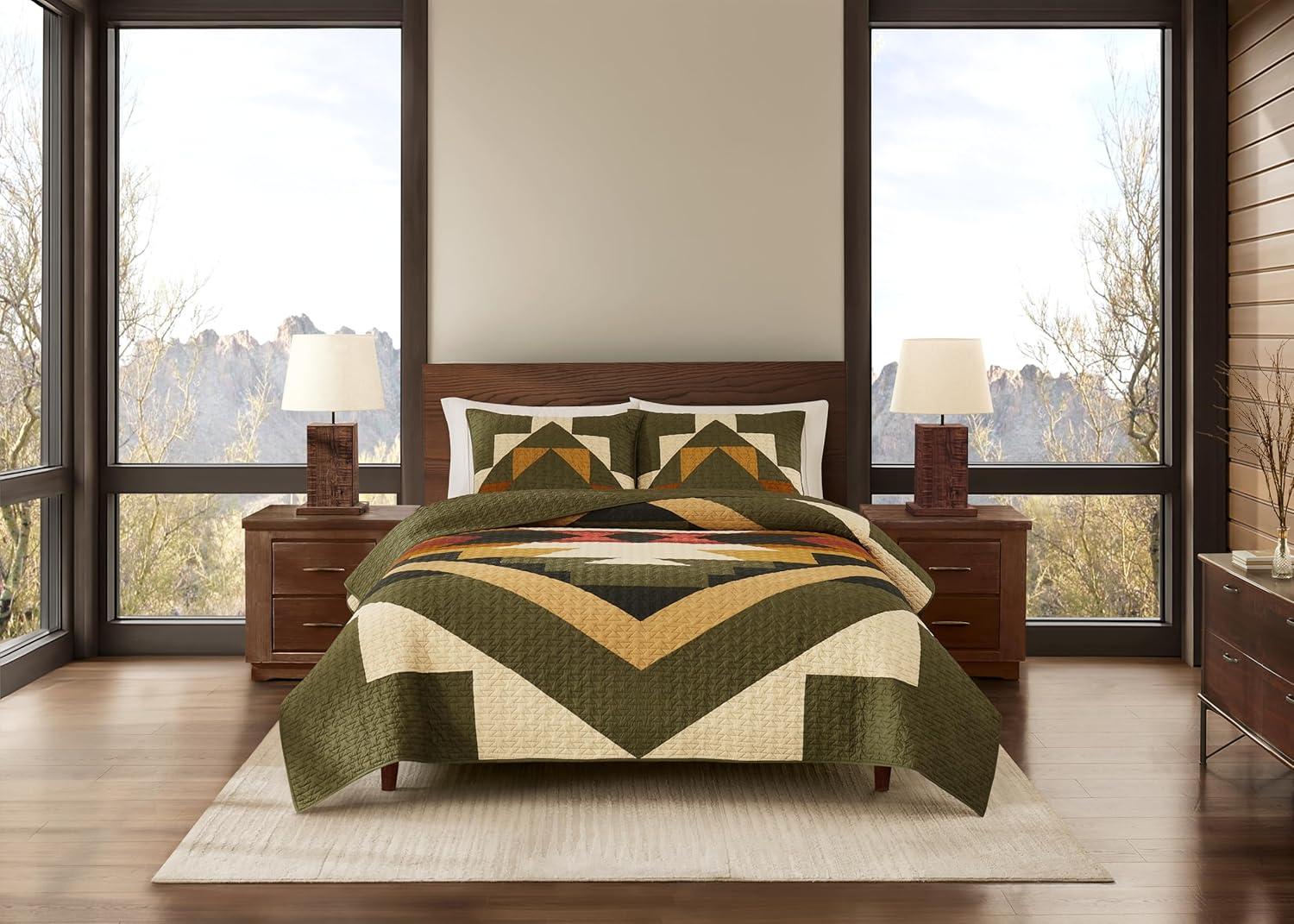 image:imagePendleton 100 Cotton Quilt Set Lightweight Breathable Bedspread with Matching Shams Soft Hypoallergenic Quilted Bedding for All Seasons Twin Queen King King Bridge Creek BlueKing