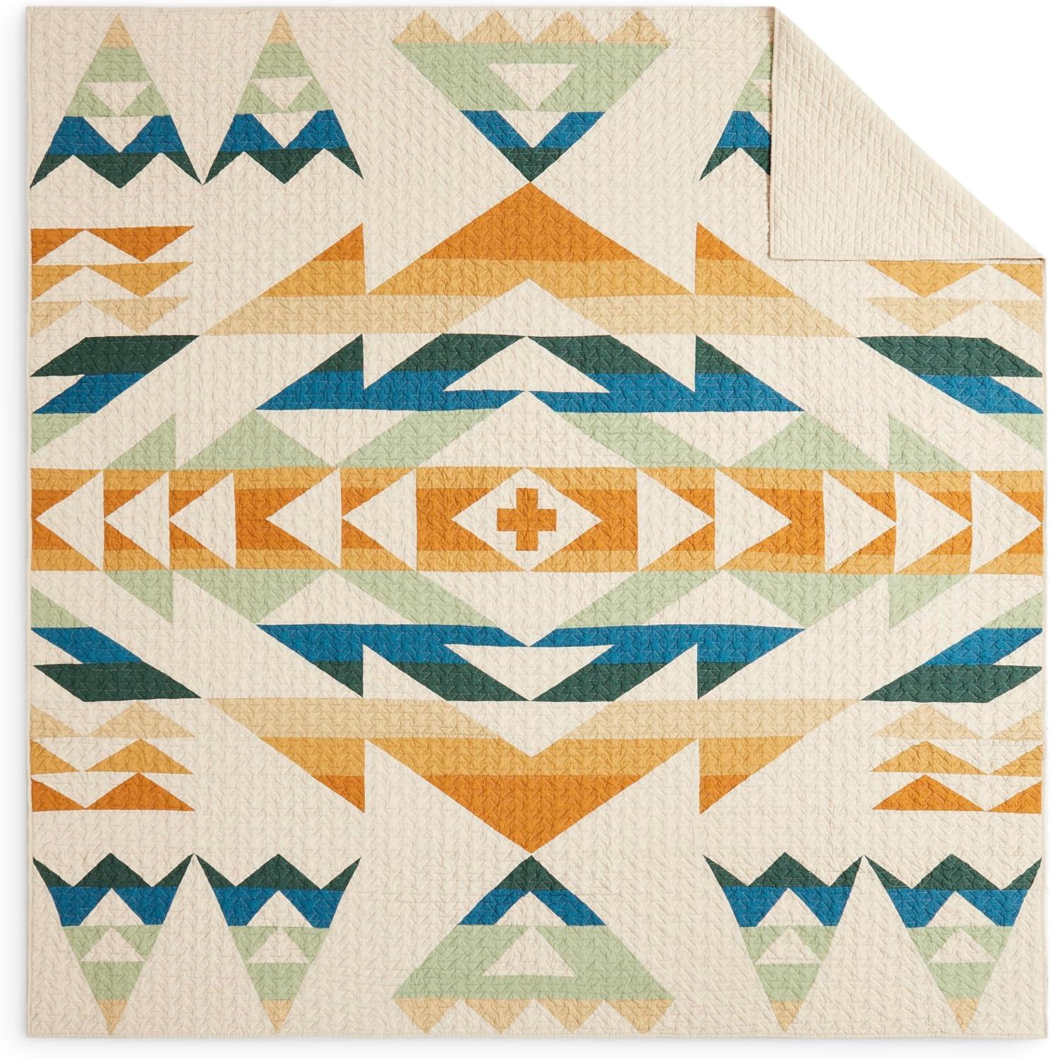 image:imagePendleton 100 Cotton Quilt Set Lightweight Breathable Bedspread with Matching Shams Soft Hypoallergenic Quilted Bedding for All Seasons Twin Queen King King Bridge Creek BlueKing
