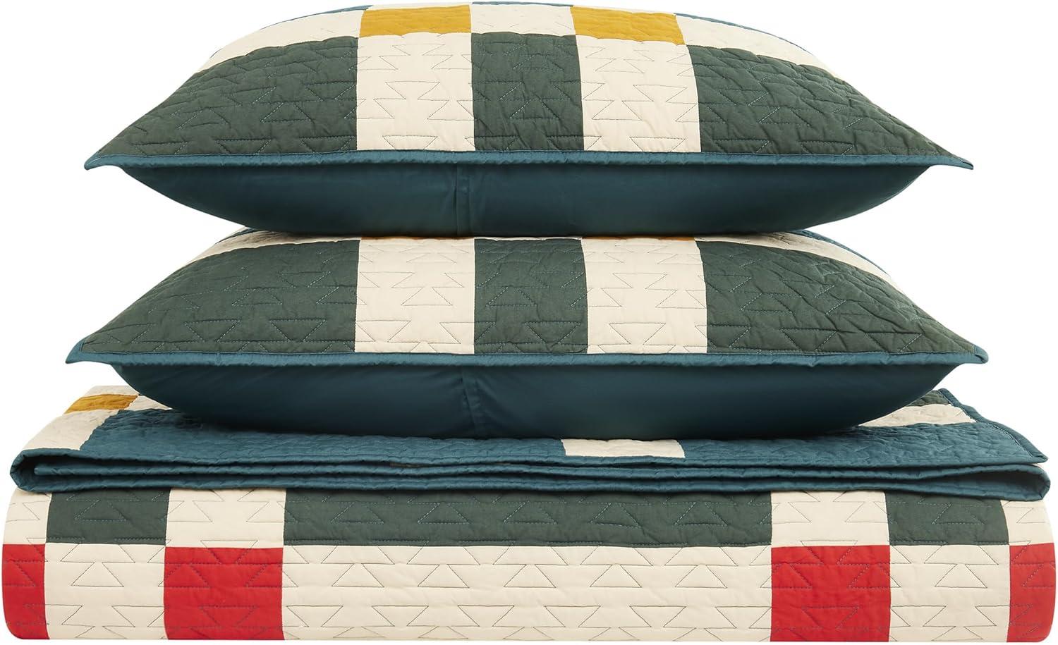 image:imagePendleton 100 Cotton Quilt Set Lightweight Breathable Bedspread with Matching Shams Soft Hypoallergenic Quilted Bedding for All Seasons Twin Queen King King Bridge Creek BlueKing