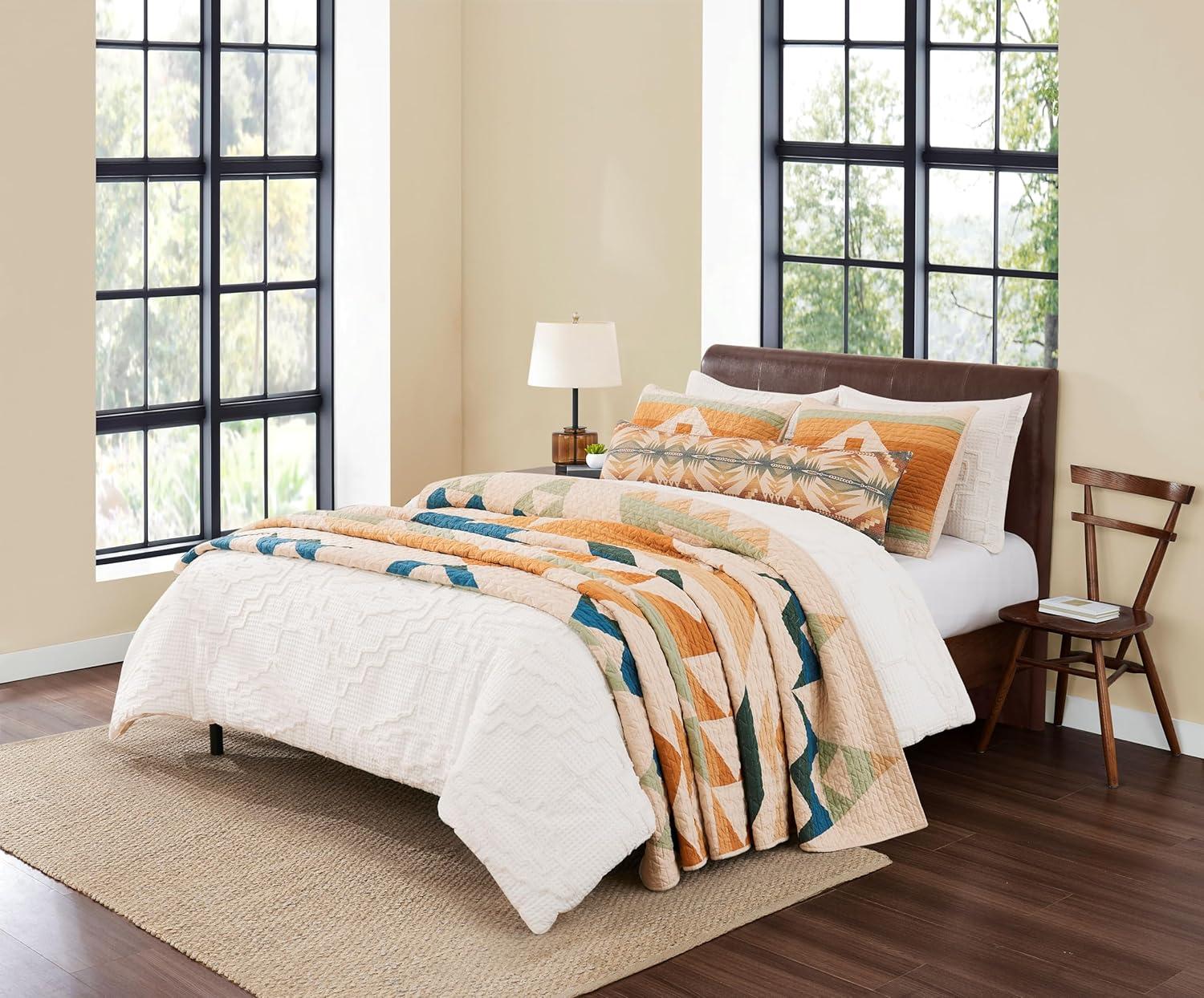 image:imagePendleton 100 Cotton Quilt Set Lightweight Breathable Bedspread with Matching Shams Soft Hypoallergenic Quilted Bedding for All Seasons Twin Queen King King Bridge Creek BlueKing
