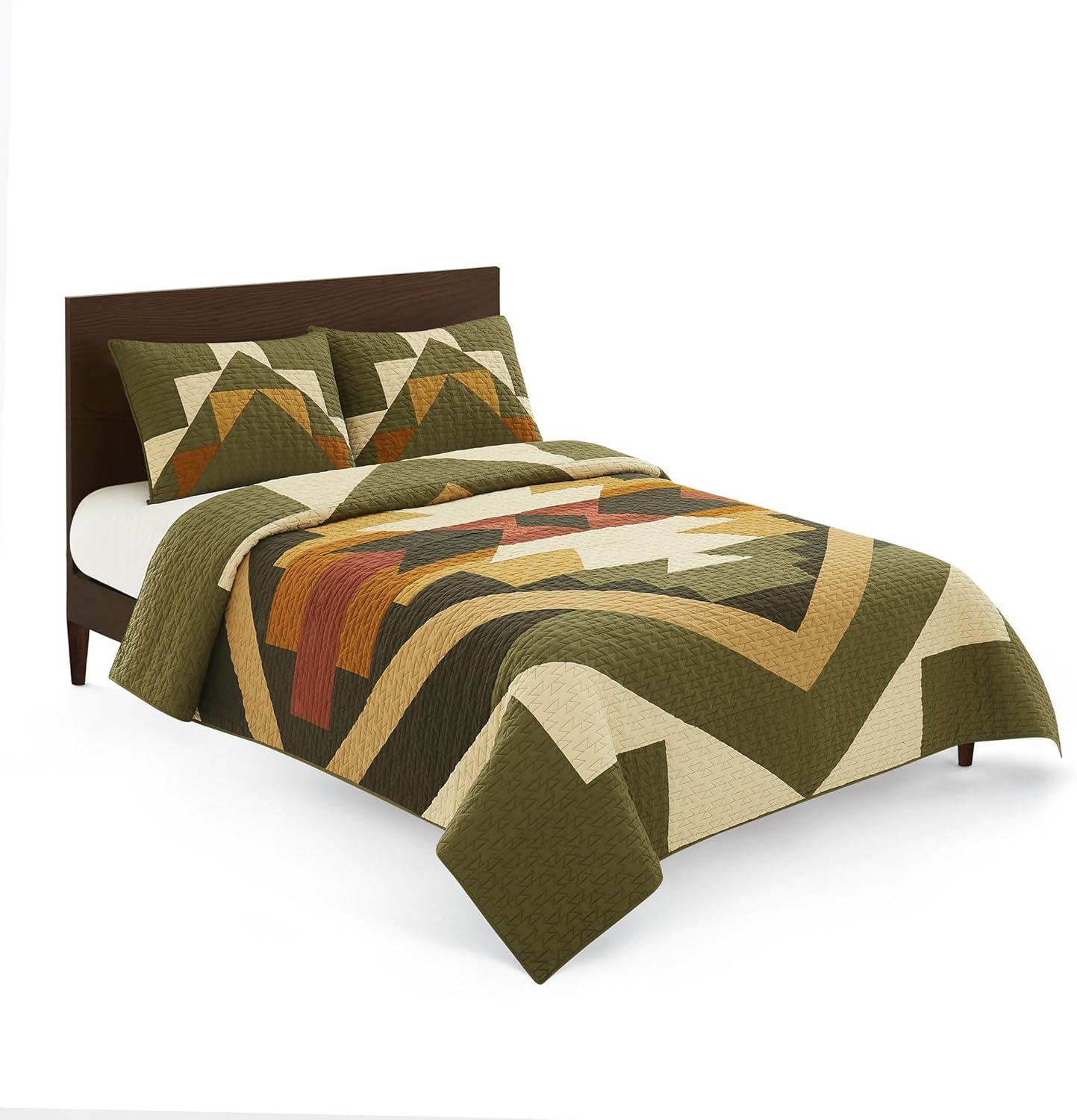 image:imagePendleton 100 Cotton Quilt Set Lightweight Breathable Bedspread with Matching Shams Soft Hypoallergenic Quilted Bedding for All Seasons Twin Queen King King Bridge Creek BlueKing