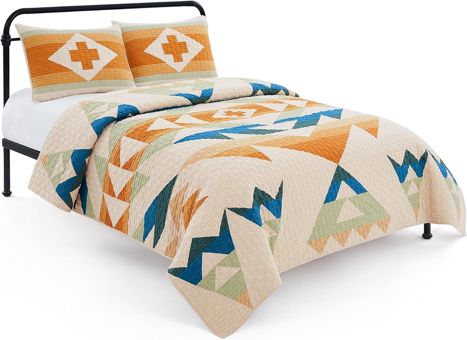 image:imagePendleton 100 Cotton Quilt Set Lightweight Breathable Bedspread with Matching Shams Soft Hypoallergenic Quilted Bedding for All Seasons Twin Queen King King Bridge Creek BlueKing