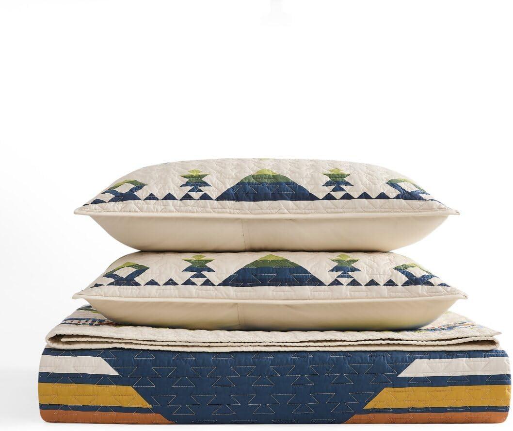 image:imagePendleton 100 Cotton Quilt Set Lightweight Breathable Bedspread with Matching Shams Soft Hypoallergenic Quilted Bedding for All Seasons Twin Queen King King Bridge Creek BlueKing