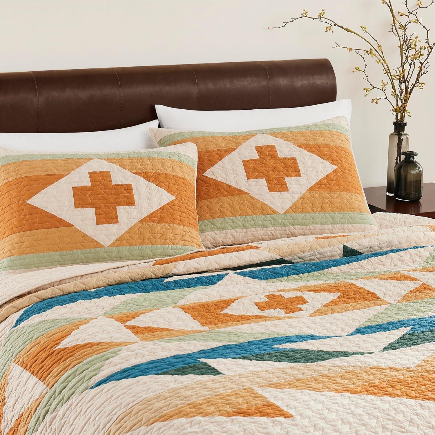 image:imagePendleton 100 Cotton Quilt Set Lightweight Breathable Bedspread with Matching Shams Soft Hypoallergenic Quilted Bedding for All Seasons Twin Queen King King Bridge Creek BlueKing