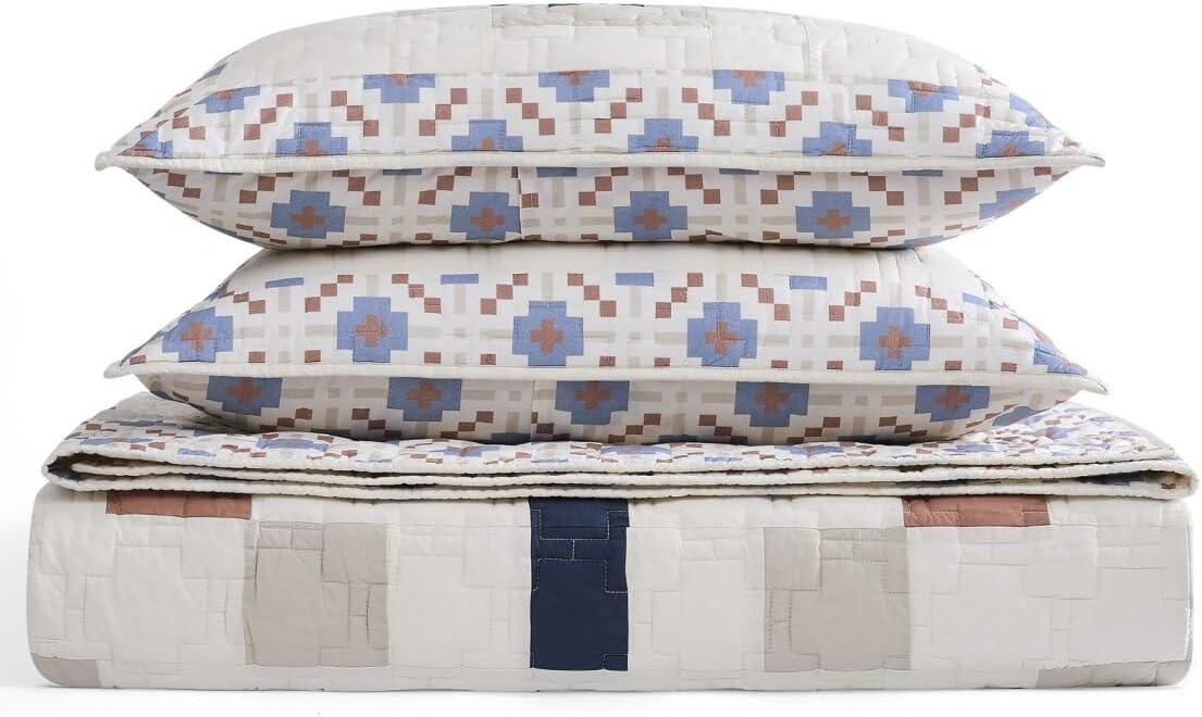 image:imagePendleton 100 Cotton Quilt Set Lightweight Breathable Bedspread with Matching Shams Soft Hypoallergenic Quilted Bedding for All Seasons Twin Queen King King Bridge Creek BlueKing