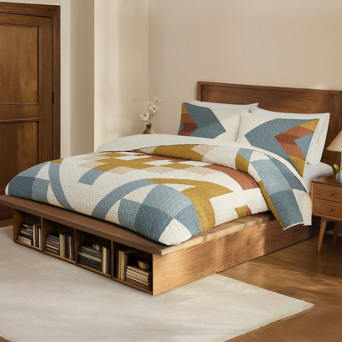 image:imagePendleton 100 Cotton Quilt Set Lightweight Breathable Bedspread with Matching Shams Soft Hypoallergenic Quilted Bedding for All Seasons Twin Queen King King Bridge Creek BlueKing
