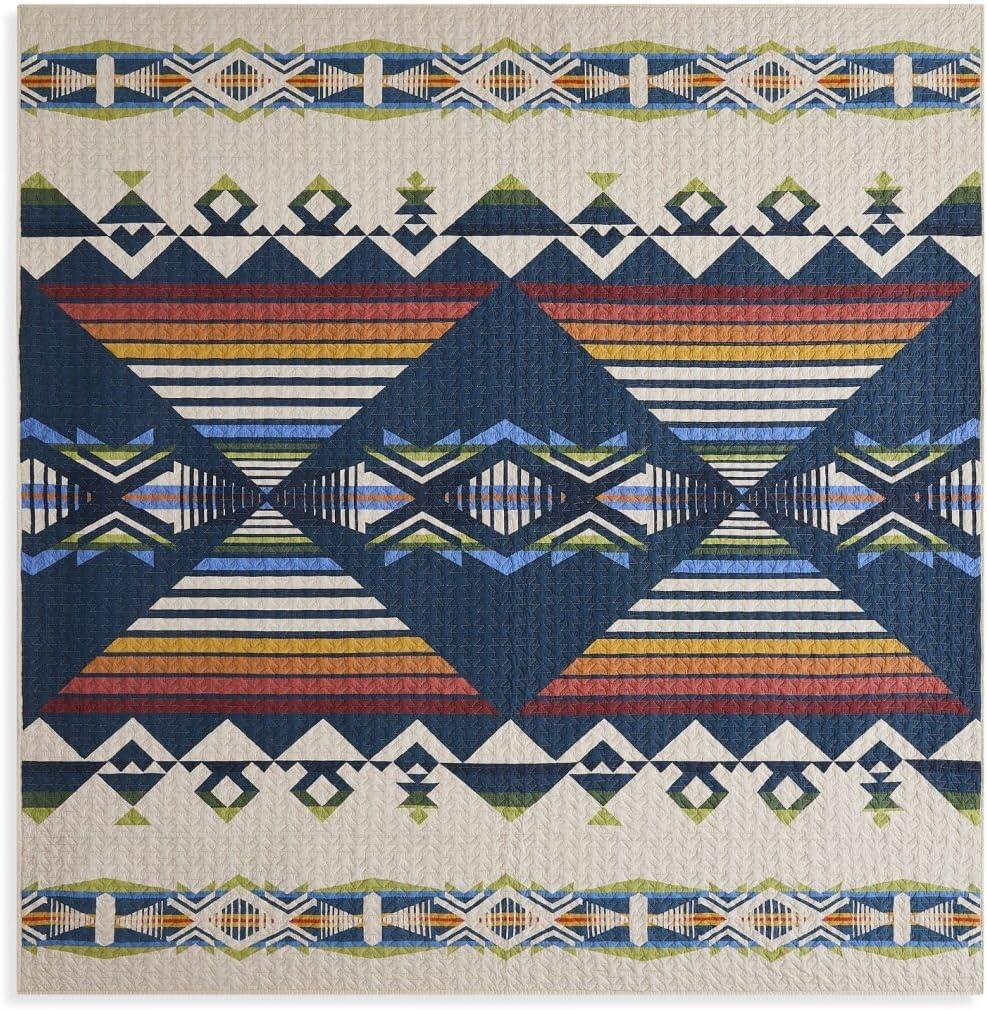 image:imagePendleton 100 Cotton Quilt Set Lightweight Breathable Bedspread with Matching Shams Soft Hypoallergenic Quilted Bedding for All Seasons Twin Queen King King Bridge Creek BlueKing