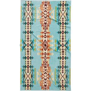 Pendleton Oversized Jacquard Spa Towels, 40 x 70 inches Bath Towels, 100% Cotton, Soft and Quick Dry for The Beach, Hot Tub, Pool – Highland Peak Aqua(Aqua)