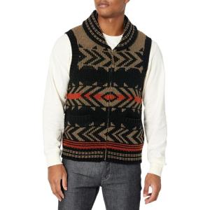 Pendleton Men’s Peak Stripe Lambswool Vest(Peak Stripe Peat Brown/Blk/Red)