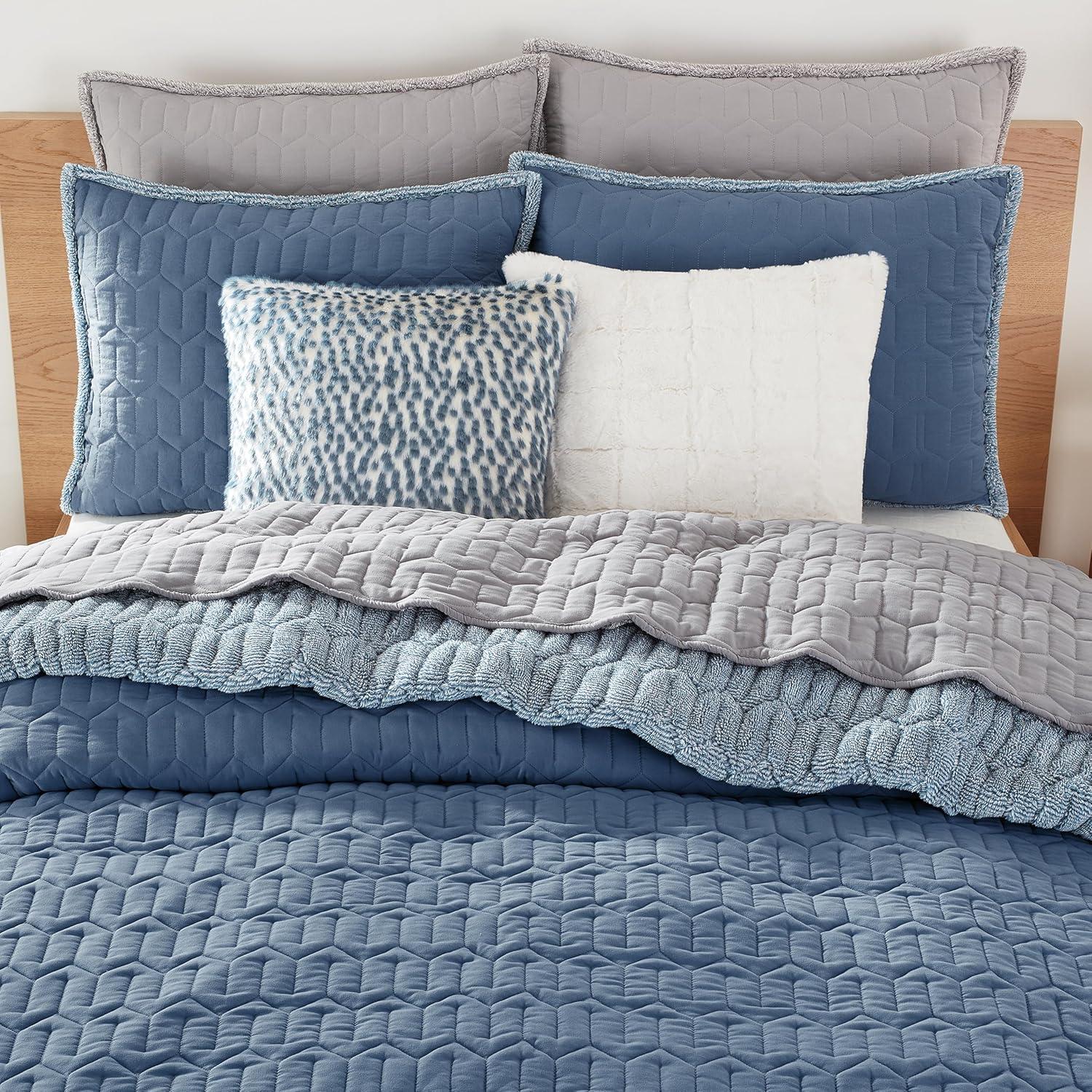 image:imagePendleton FullQueen Quilt Set 100 Cotton 3 Piece Quilt Set with Shams Soft Bedding for Queen Size Bed Gray amp Blue Patterned Comforter Alternative Queen Bedding Set Tecopa HillsBlue Multicolor