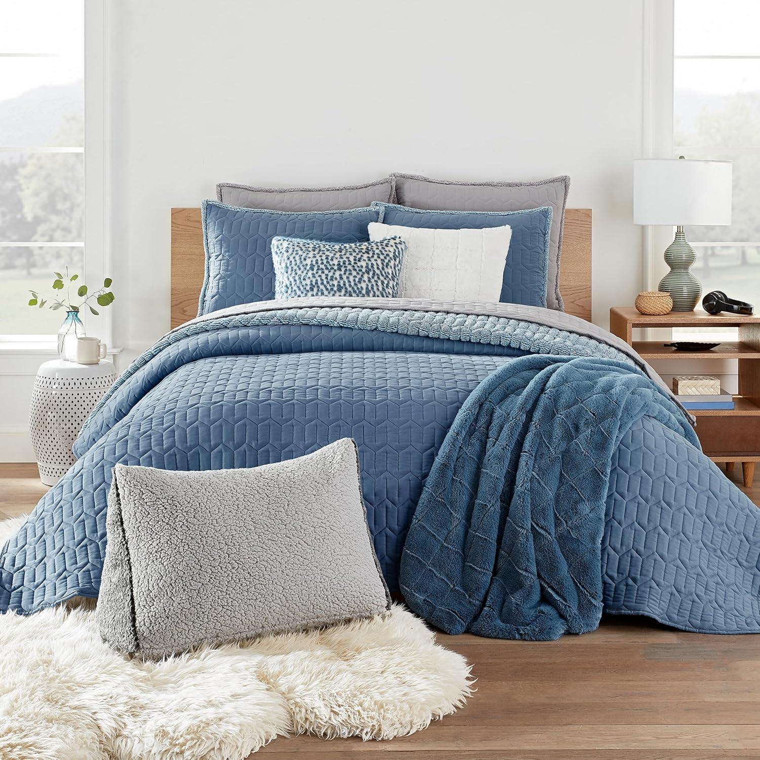 image:imagePendleton FullQueen Quilt Set 100 Cotton 3 Piece Quilt Set with Shams Soft Bedding for Queen Size Bed Gray amp Blue Patterned Comforter Alternative Queen Bedding Set Tecopa Hills03 Multicolor