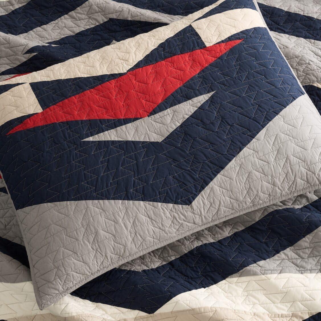 image:imagePendleton FullQueen Quilt Set 100 Cotton 3 Piece Quilt Set with Shams Soft Bedding for Queen Size Bed Gray amp Blue Patterned Comforter Alternative Queen Bedding Set Tecopa HillsGrey Blue Red