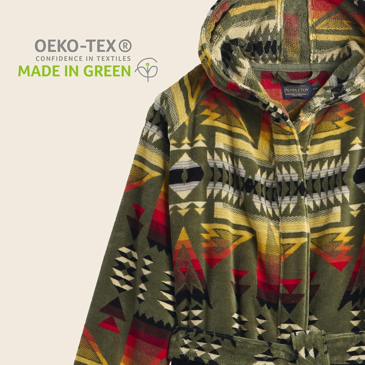image:imagePendleton Mens Robe 100 Cotton Unisex Bathrobe with Full Hood and 2 Deep Pockets WashablePonderosa Green