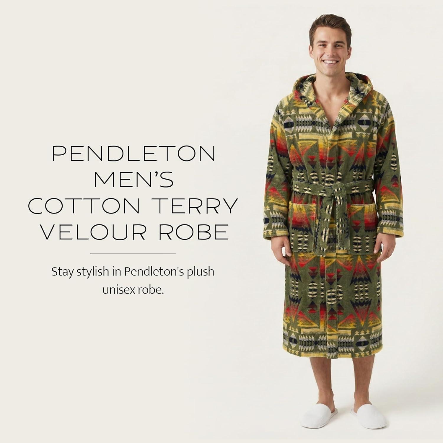 image:imagePendleton Mens Robe 100 Cotton Unisex Bathrobe with Full Hood and 2 Deep Pockets WashablePonderosa Green