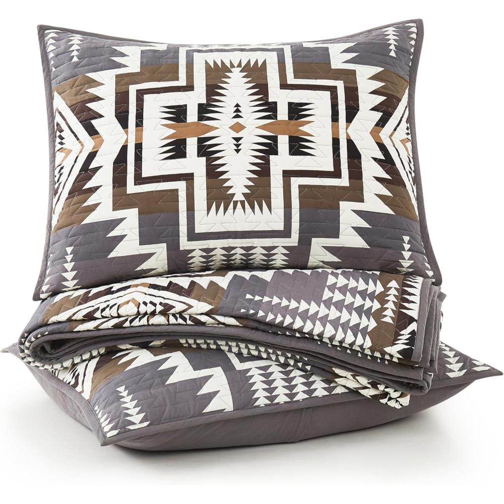 image:imagePendleton 31711 Harding Star Twin Comforter Geometric DormBedding Room Vibrant Bohemian Dcor Machine Washble Luxury Patterned Quilt Set Twin GrayFullQueen