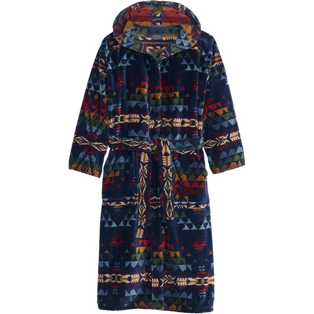 image:imagePendleton Mens Robe 100 Cotton Unisex Bathrobe with Full Hood and 2 Deep Pockets WashableAutumn Birch Navy