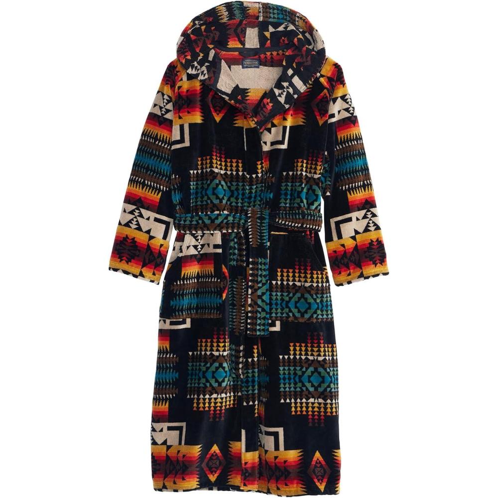 image:imagePendleton Mens Robe 100 Cotton Unisex Bathrobe with Full Hood and 2 Deep Pockets WashableChief Joseph Black