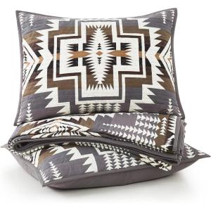 Pendleton 31711 Harding Star Twin Comforter, Geometric Dorm/Bedding Room Vibrant Bohemian Décor, Machine Washble Luxury Patterned Quilt Set, Twin, Gray(Full/Queen)