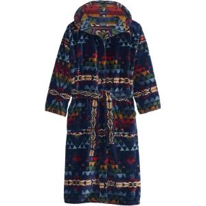 Pendleton Men’s Robe, 100% Cotton, Unisex Bathrobe with Full Hood and 2 Deep Pockets, Washable(Autumn Birch Navy)