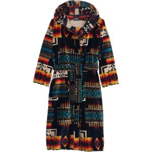 Pendleton Men’s Robe, 100% Cotton, Unisex Bathrobe with Full Hood and 2 Deep Pockets, Washable(Chief Joseph Black)