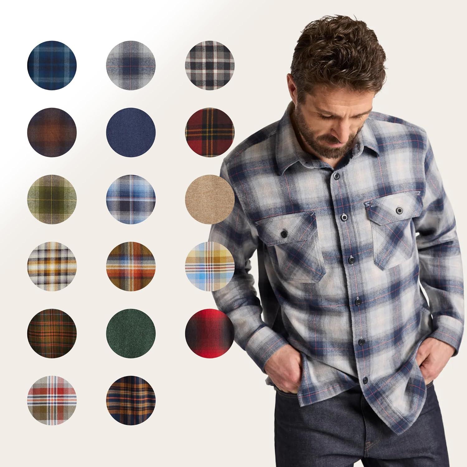 image:imagePendleton Mens Burnside Flannel Shirt Soft Double Brushed Cotton Long Sleeve GreyGold Plaid
