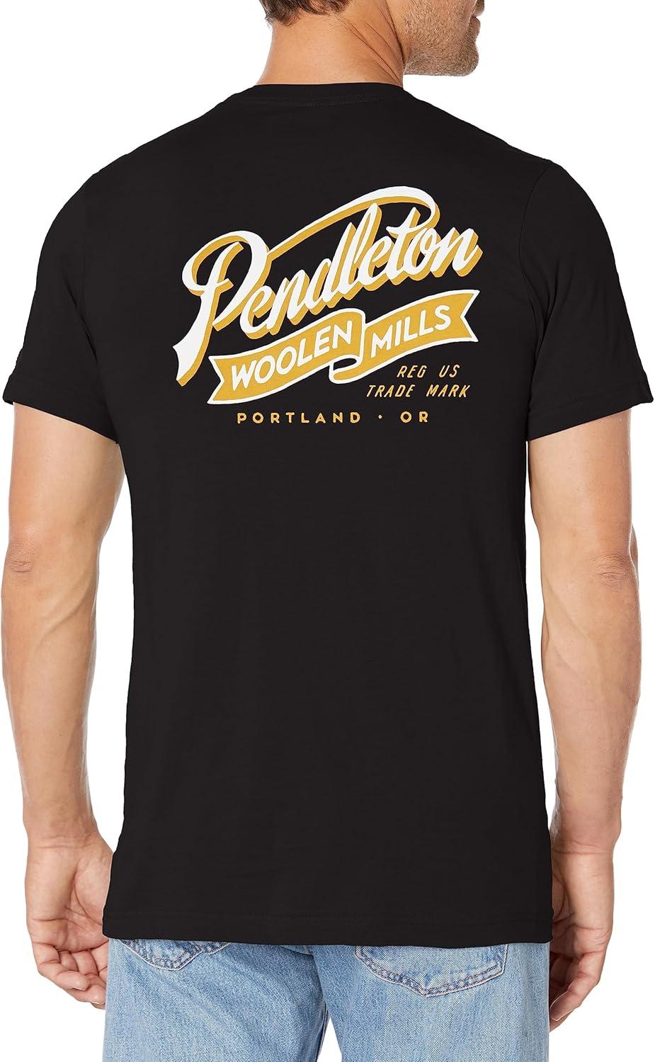 image:imagePendleton Mens Short Sleeve Ribbon Logo Graphic TShirtBlackGold