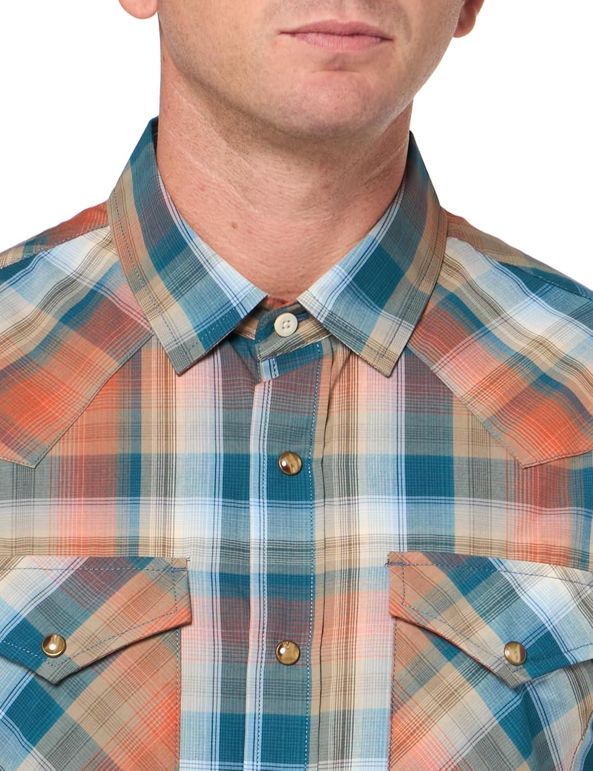 image:imagePendleton Mens Short Sleeve Snap Front Frontier ShirtButton Down ShirtAegeanBrickStone Plaid