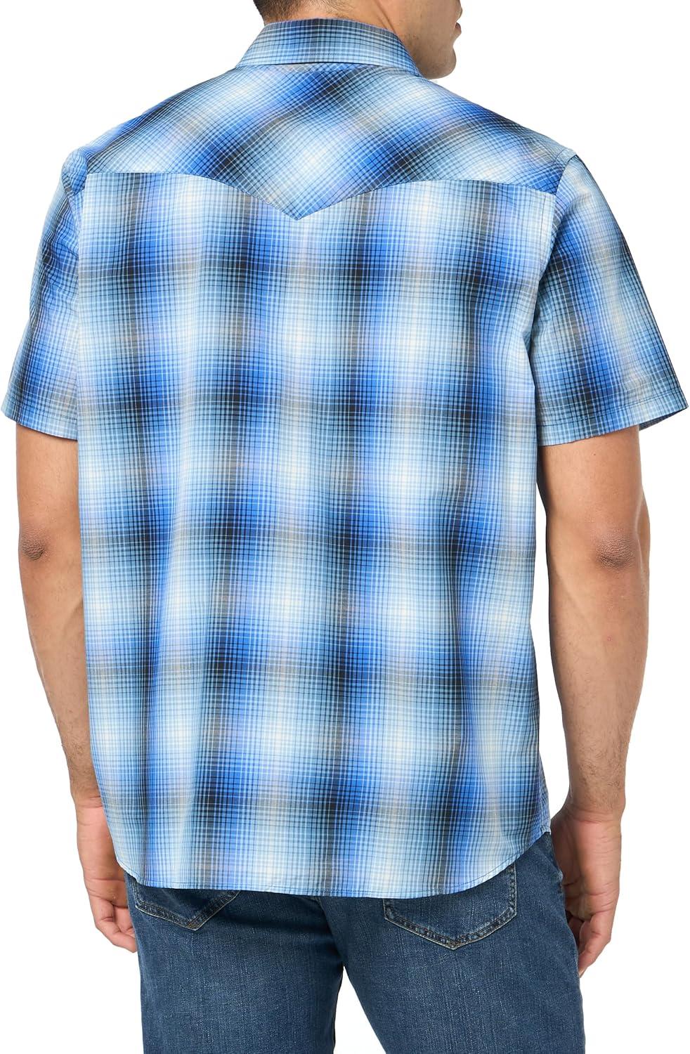 image:imagePendleton Mens Short Sleeve Snap Front Frontier ShirtButton Down ShirtBlueGrey Plaid