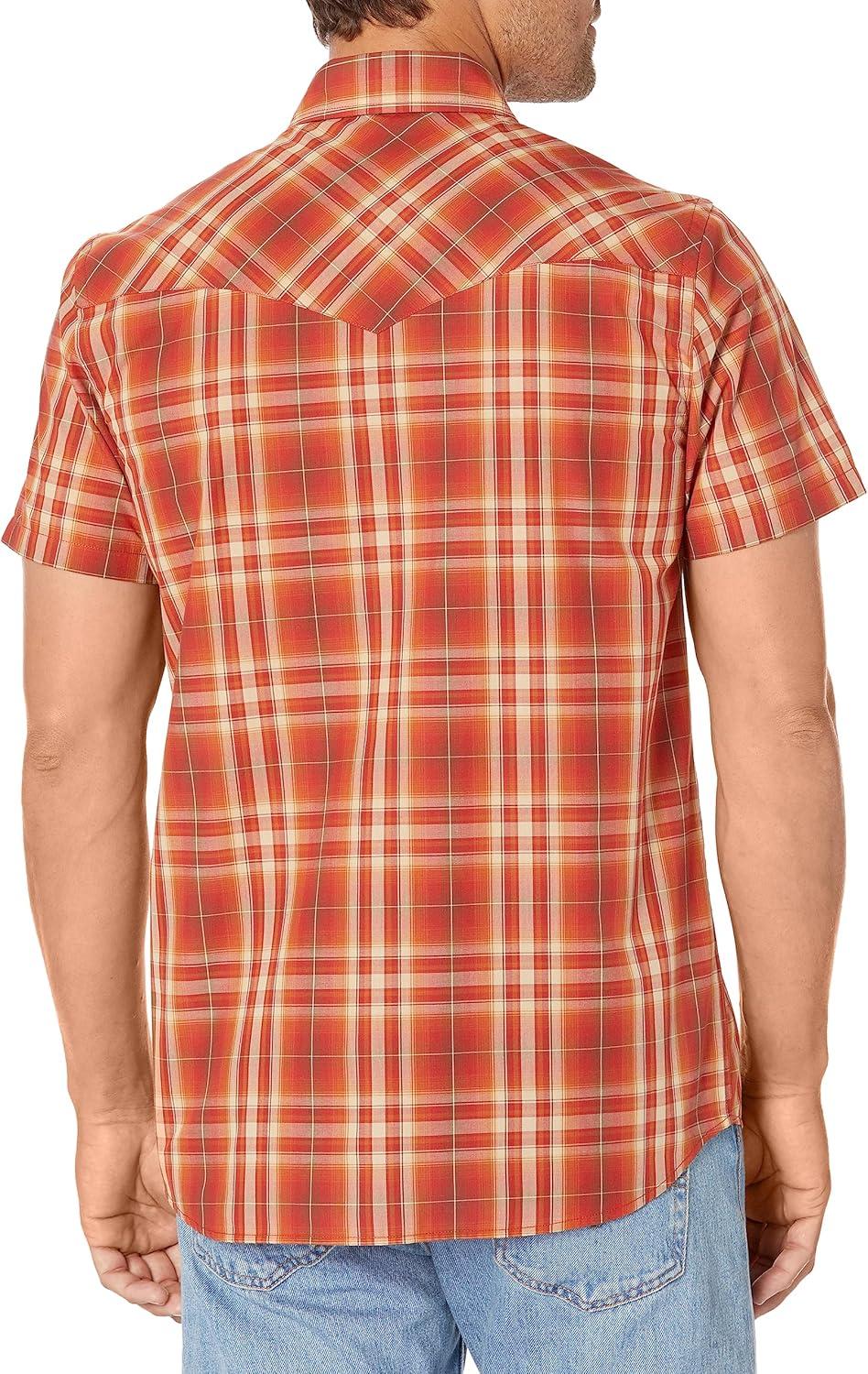 image:imagePendleton Mens Short Sleeve Snap Front Frontier ShirtButton Down ShirtRustBrown Plaid