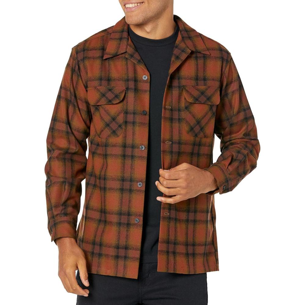 image:imagePendleton Mens Long Sleeve Classic Fit Wool Board ShirtBrownBrick Ombre