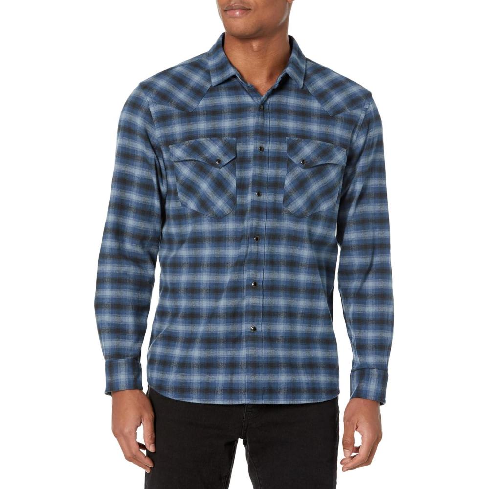 image:imagePendleton Mens Long Sleeve Wyatt ShirtCharcoalDenim Blue Plaid