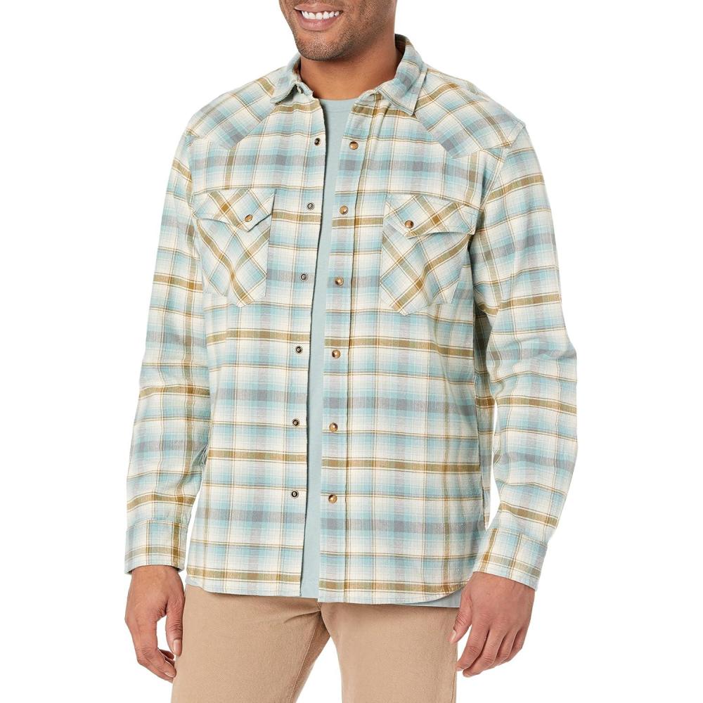 image:imagePendleton Mens Long Sleeve Wyatt ShirtMossGreenGrey Plaid