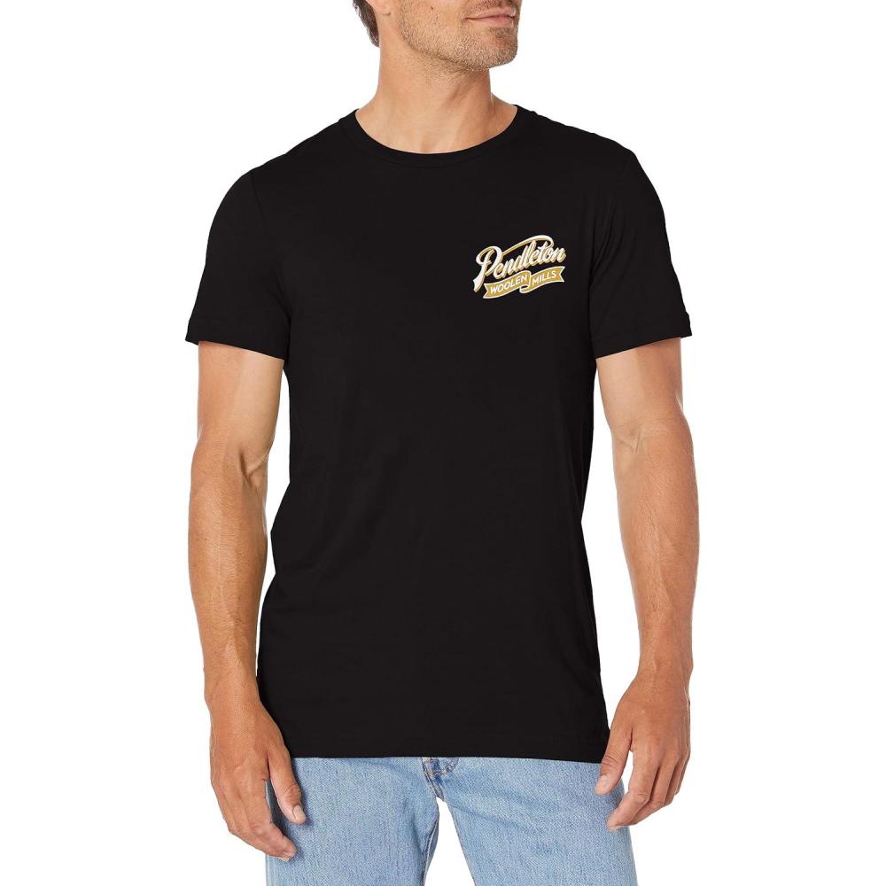 image:imagePendleton Mens Short Sleeve Ribbon Logo Graphic TShirtBlackGold