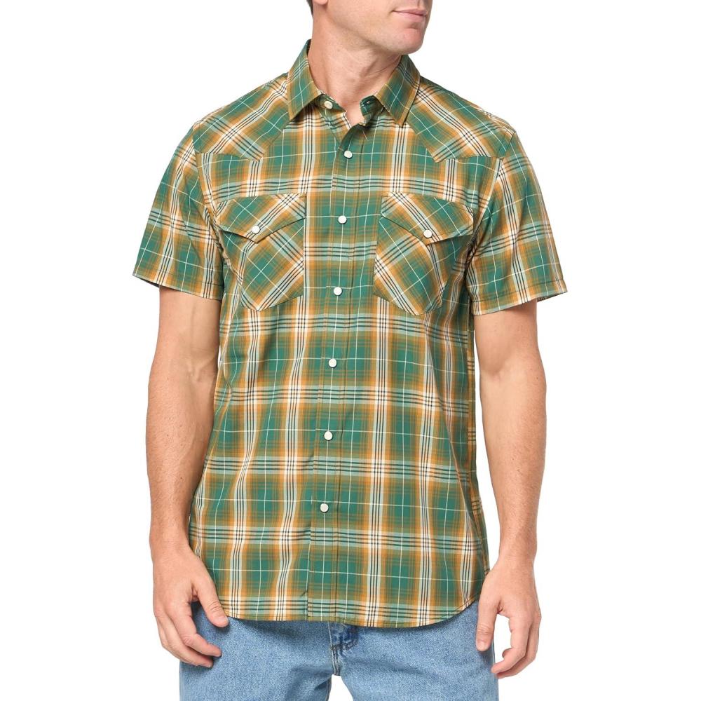 image:imagePendleton Mens Short Sleeve Snap Front Frontier ShirtButton Down ShirtFirBronze Plaid
