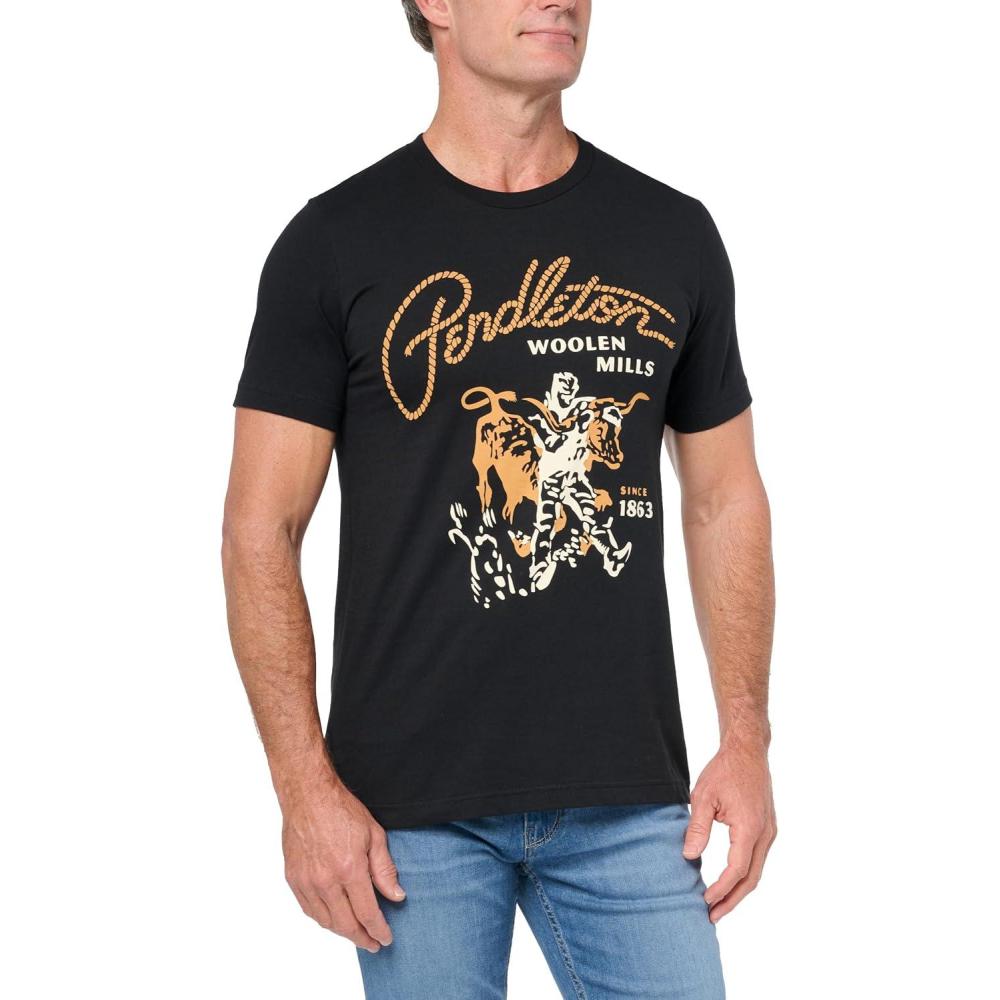 image:imagePendleton Mens Short Sleeve Steer Rodeo Graphic TShirt Vintage BlackMulti SM
