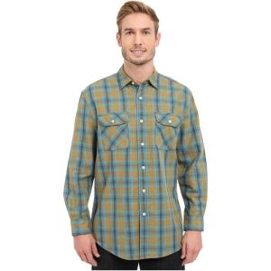 PENDLETON Men’s Long Sleeve Beach Shack Twill Shirt(Teal/Gold Plaid)