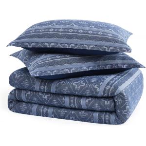 Pendleton 100% Cotton Queen Comforter Set – 3-Piece Comforter Set with 2 Pillow Shams, Blue Comforter with Geometric Design, Soft & Skin-Friendly Bedding Set (Four Corners) (Full/Queen)(King)