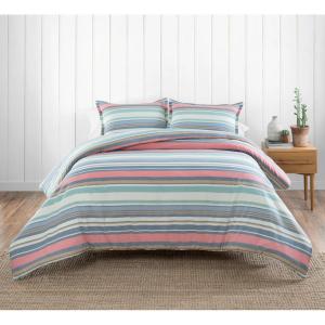 Pendleton Aurora Twin Comforter Set, Stripe Luxury Cotton Bedding Holiday Bedroom Decor with Pillow Sham, Breathable Plush Soft Comfortable Quilt Sets for Dorm Room Essentials, Tan Multi(Tan Multi)
