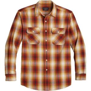 Pendleton Men’s Long Sleeve Beach Shack Shirt(Red/Gold/Charcoal Plaid)