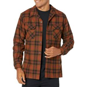 Pendleton Mens Long Sleeve Classic Fit Wool Board Shirt(Brown/Brick Ombre)
