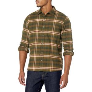Pendleton Mens Long Sleeve Fremont Flannel Shirt(Dark Olive/Tan/Red Plaid)