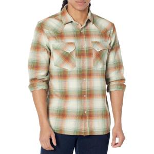 Pendleton Mens Long Sleeve Wyatt Shirt(Fir/Tan/Red Plaid)