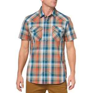 Pendleton Mens Short Sleeve Snap Front Frontier ShirtButton Down Shirt(Aegean/Brick/Stone Plaid)