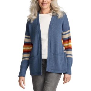 Pendleton Sierra Spring Cardigan for Women, Cotton Sweater with Harding Pattern, Open Front, 28” Length(Dusty Blue Heather)