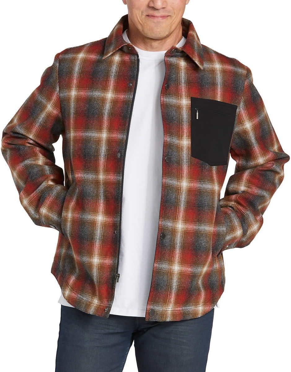 image:imagePENDLETON Mens Polyfill Insulation Wool Blend Shirt Jacket US Alpha Small Regular Regular Red Rust Gray Plaid